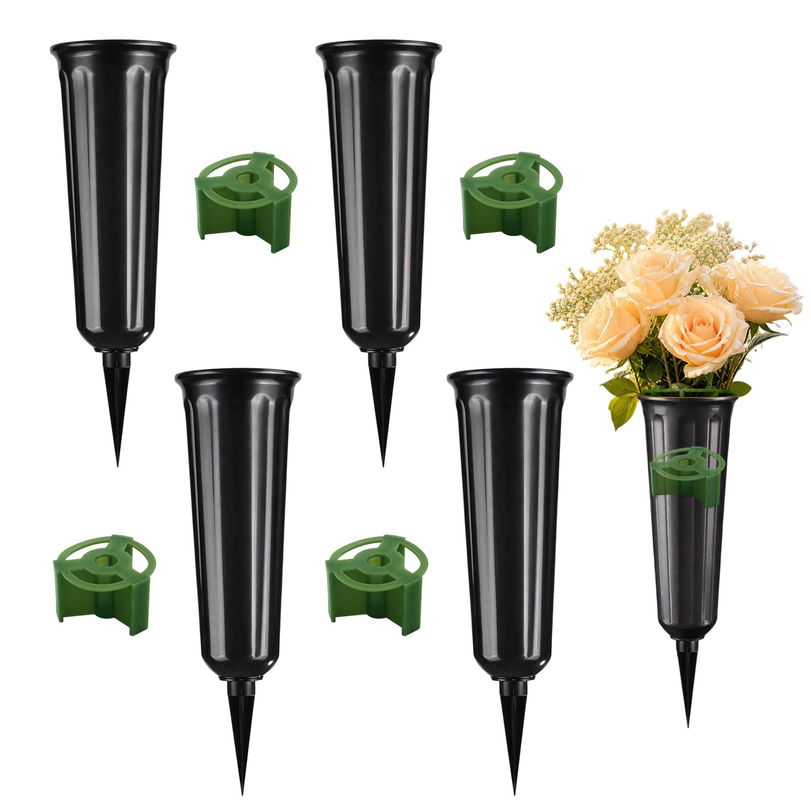 4 PCS Grave Vases, Memorial Flower Pots for Graveside Cemetery