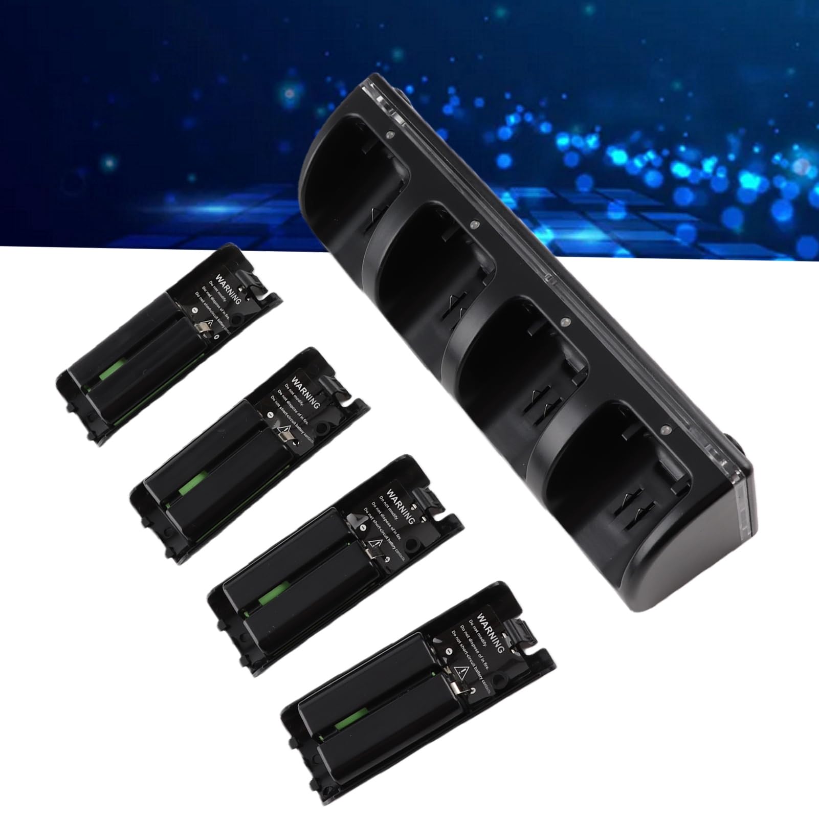 Station de Chargement de Télécommande pour / U avec 4 Batteries Rechargeables de 2800 MAh, Station de Chargement de Contrôleur pour Contrôleur (BLACK)