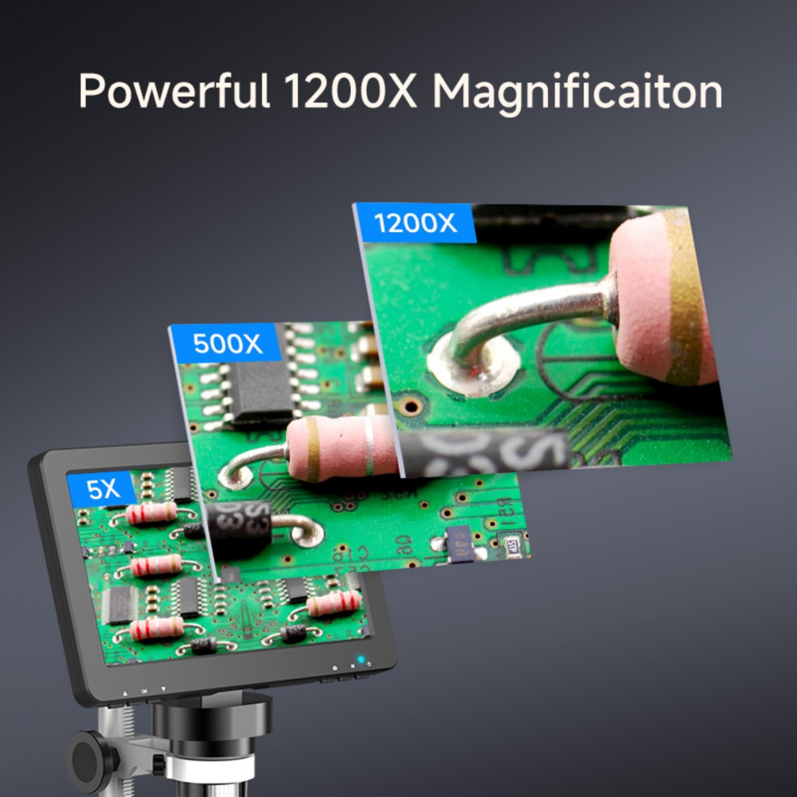 Microscopio ad alta chiarezza da 7 pollici con ingrandimento 1200X e connettività per immagini e condivisioni video senza soluzione di continuità microscopio LCD