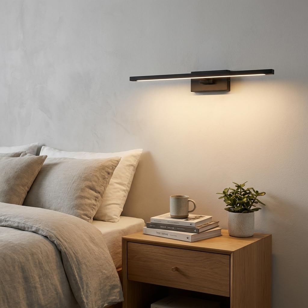 BARCELONA LED Applique Murale LED 6W pour Tableaux, Noir Aluminium, 2700K Blanc Chaud, Lampe Murale Orientable 120°, Éclairage Cadres, Œuvres et Décoration Intérieure IP20 | Métal, Polycarbonate, Noir, 340×200×50 mm, CRI>80, IP20, Faisceau 120°, Pour Tabl