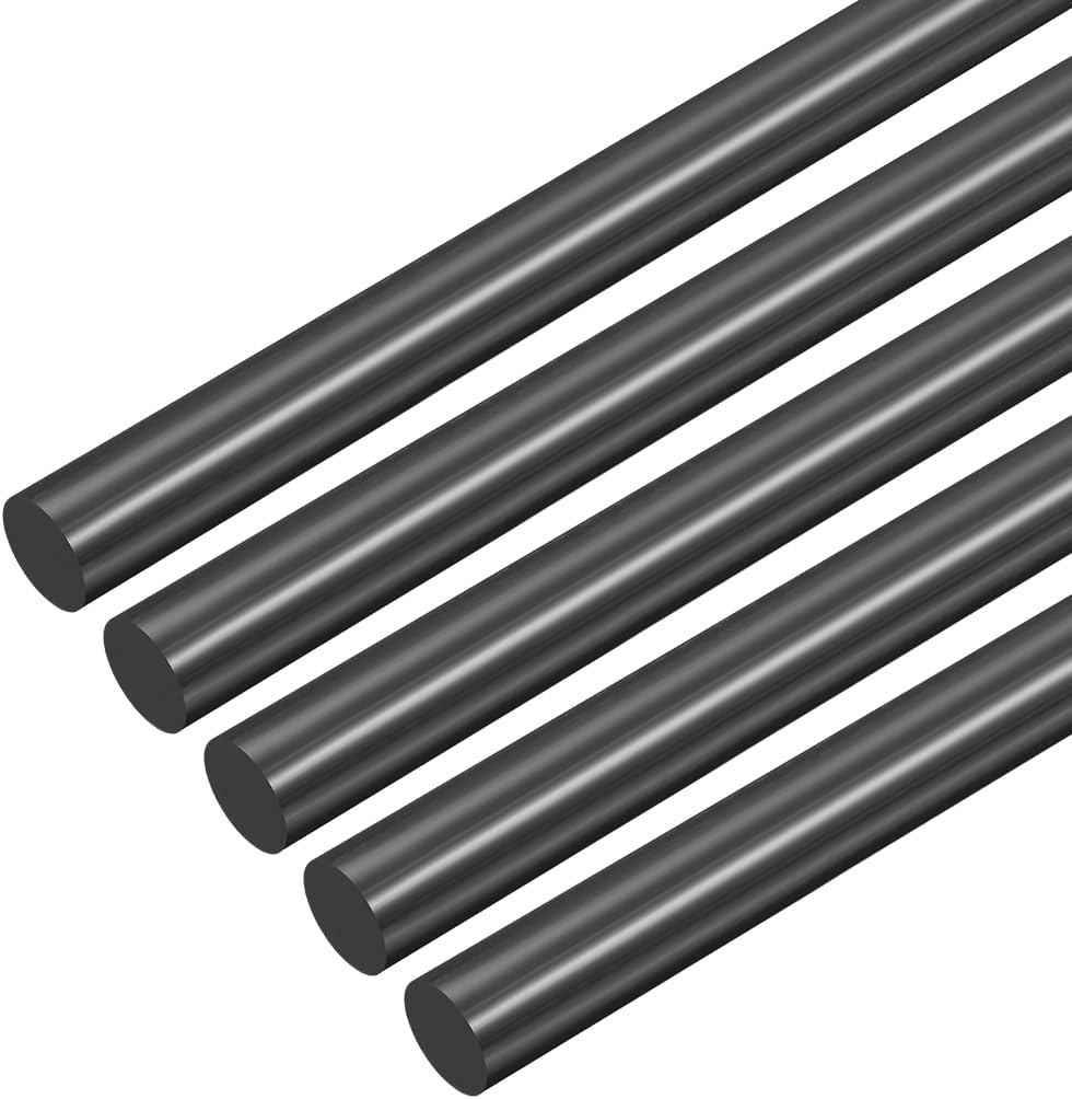 uxcell 5 Pcs Black Plastic Rods 8 x 406mm ABS Styrene Round Stick Round Solid Bar DIY Model for DIY Toys Building Making Architectural Model Making