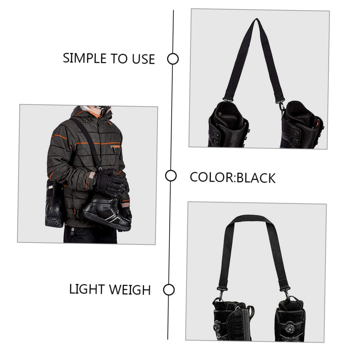 BESPORTBLE 2 Pack Skiing Accessories Ski Boots Carrying Strap Shoulder Sling Easy to Fold for Travel