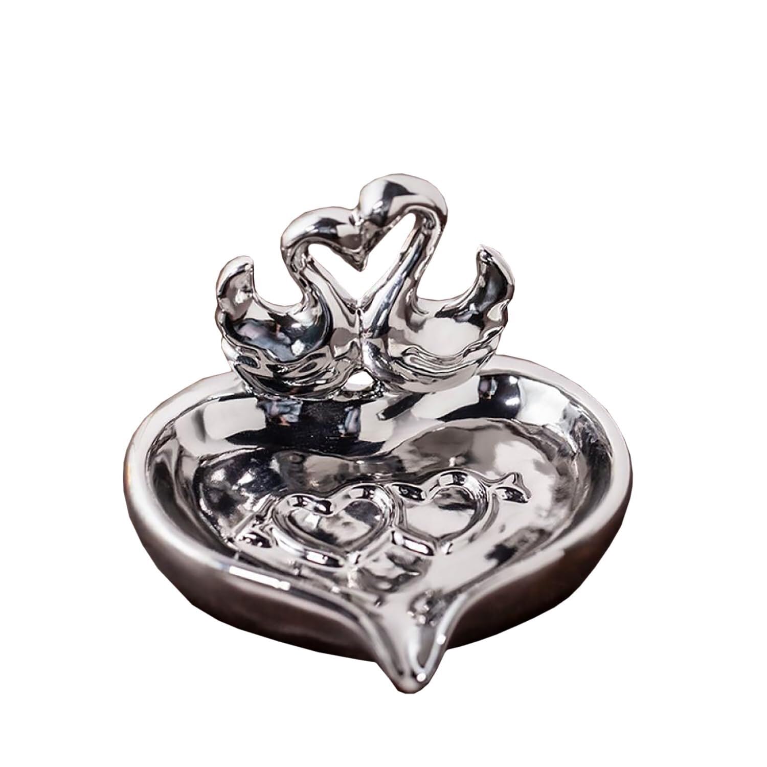 Holder for Shower Swan-shaped Ceramic Soap Dish With A Waterfall-style Drainer Suitable For Countertops Stand for Kitchen(Silver)