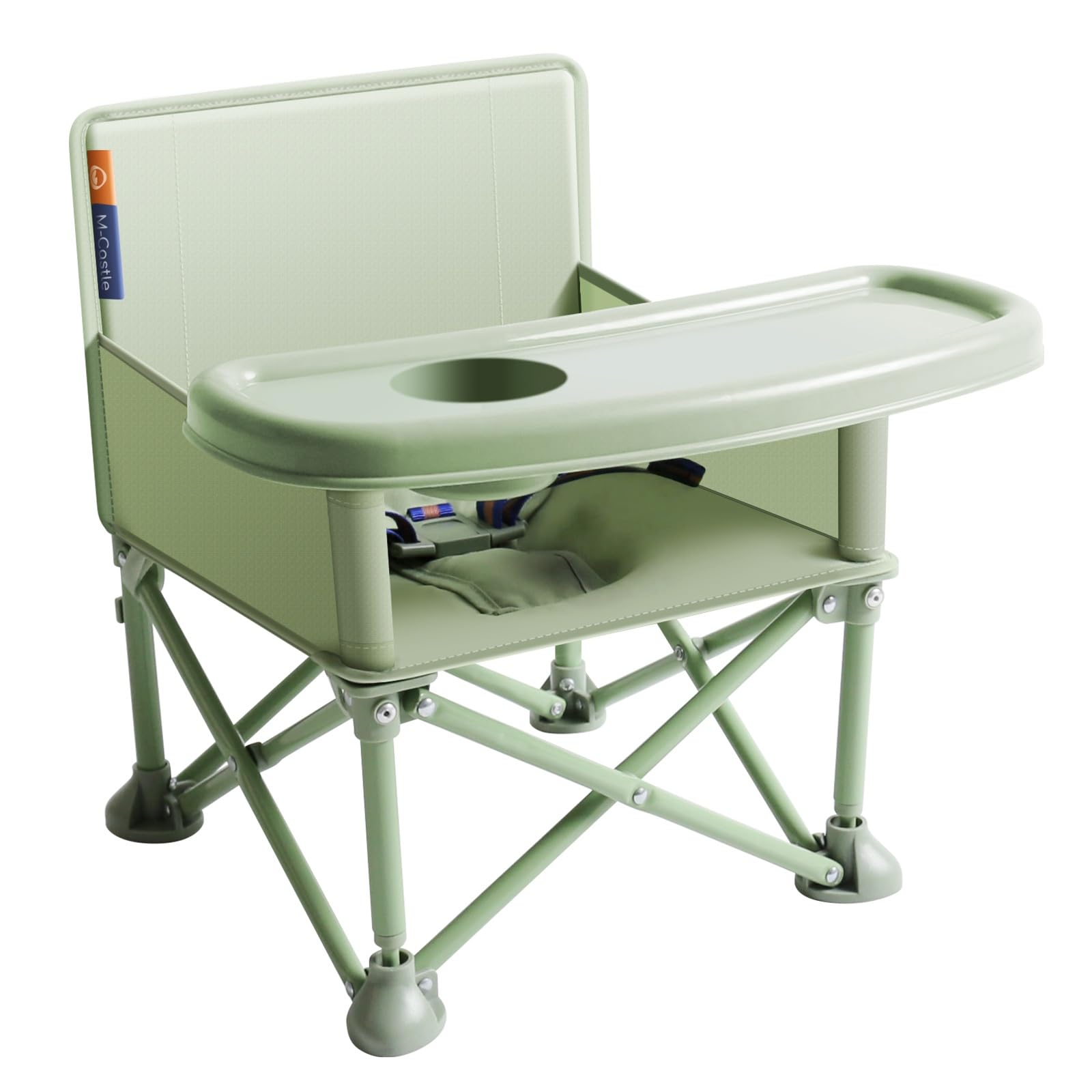 M-CASTLE Babystuhl Tragbarer Reisesitz mit Tablett|Klappbarer Kleinkindsitz Booster Dining Chair|Großartig für Camping, Strand, Rasen|Kleinkind, Kindercampingstuhl 6 Monate - 3 Jahre alt（green）