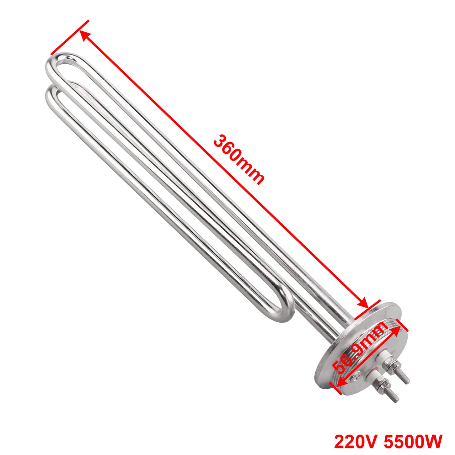 Tri-Clamp Fold Back Type Heizelement DN50 Elektrischer Rohrheizkörper mit Edelstahlabdeckung und Silikonring 220 5500W 2 Zoll Durchmesser 59.6mm