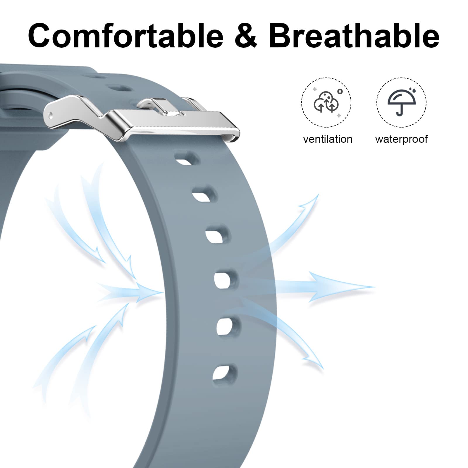 woednx Cinturino di ricambio da 20 mm per Smart Watch, sgancio rapido in morbido silicone delicato sulla pelle, cinturino per smartwatch