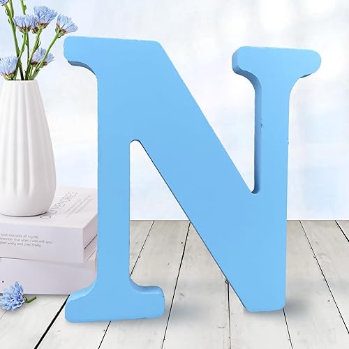 AOCEAN Letras de madera azul de 6 pulgadas, letras de madera sin terminar para decoración de pared, letras decorativas de pie en rodajas, decoración