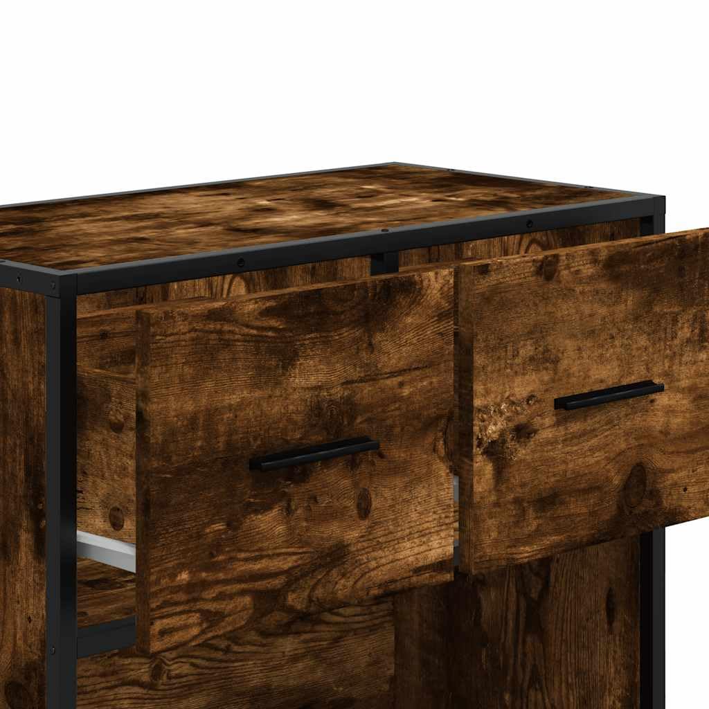 Nachttisch aus Holzwerkstoff mit Metallgestell, robuster Beistelltisch mit großer Ablagefläche und Stauraum für Wohnzimmer und Schlafzimmer
