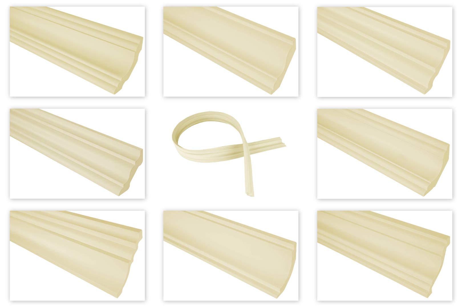 Moldura flexible de PU - gran selección de molduras de 2 metros 51x51mm estuco elástico para pared y techo - moldura de esquina (P827.FLEXI)