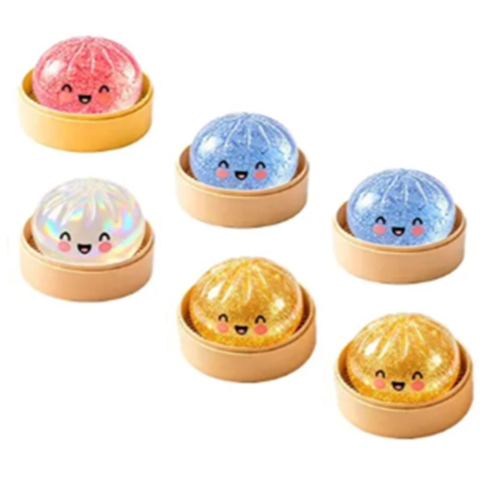 Zunate 6PCS Paillettes Pain Cuit à la Vapeur Balles Anti-Stress Jouet