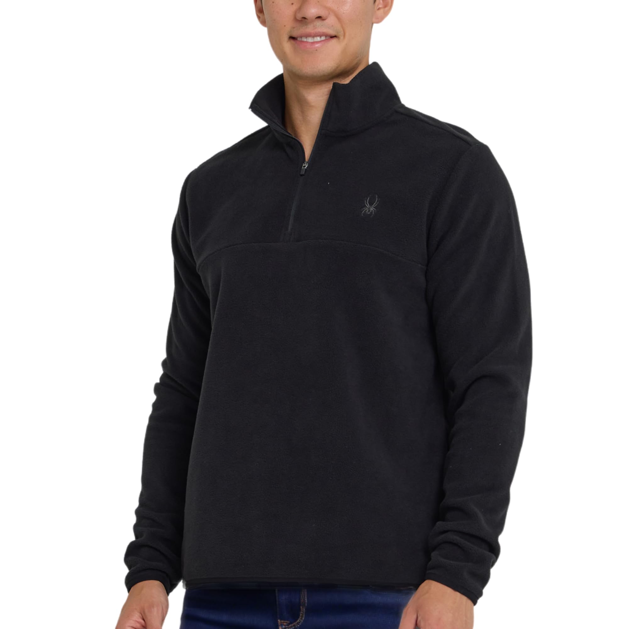 Spyder Fleece Quarter Zip Pullover Men – Polar Fleece Lightweight Athletic Sweater, Warm 1/4 Zipper Jacket, Mock Neck Black
