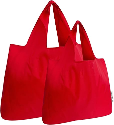 allydrew Bolsas de comestibles reutilizables de nailon plegables grandes y pequeñas, juego de 2