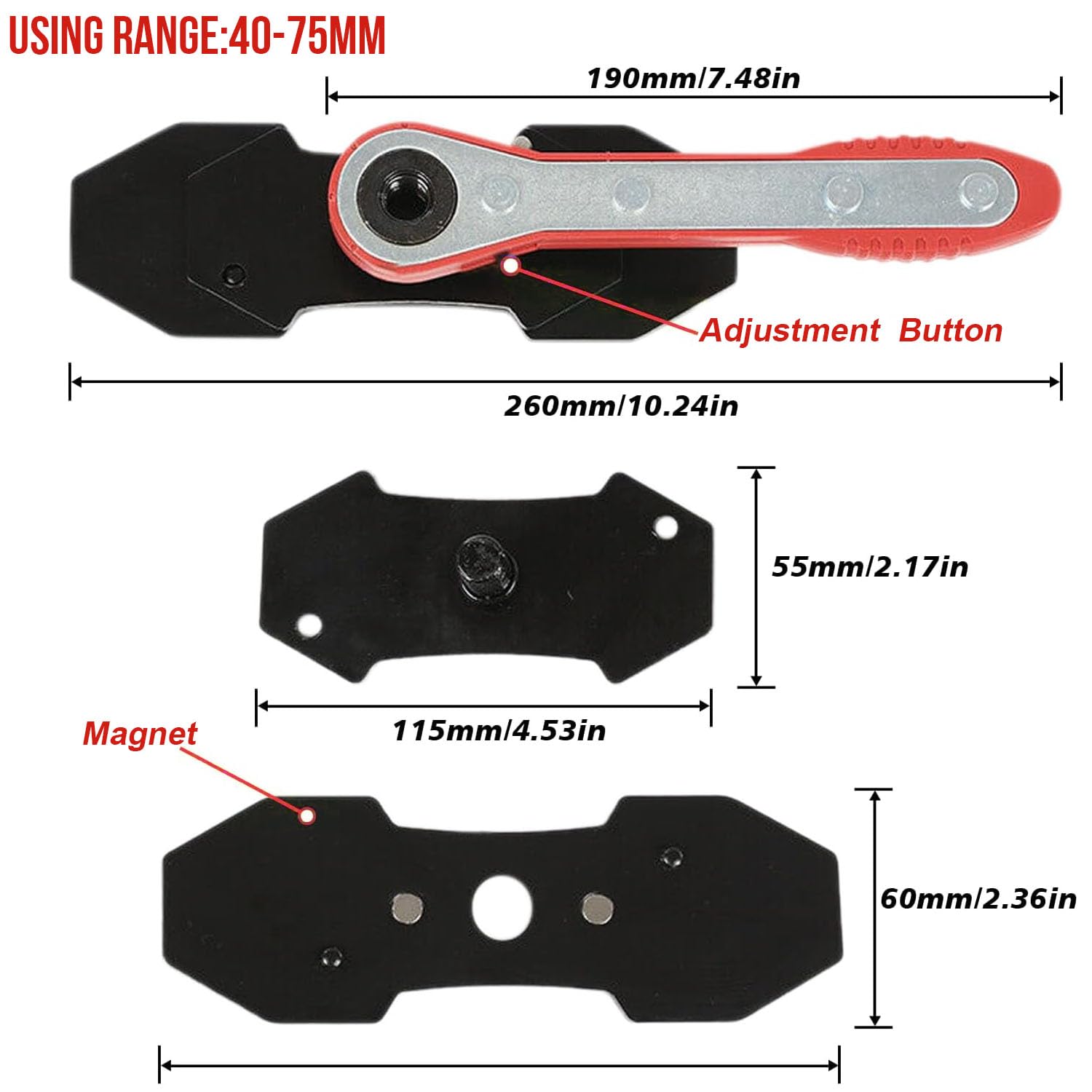 Outil de Presse pour étrier de Frein et 4 Crochets, clé à cliquet Extensible à 360°, écarteur de Piston pour Freins à Disque à Piston Simple, Double, Quadruple et sextuple