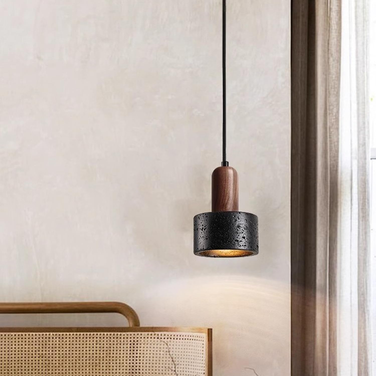 Lampade a sospensione in travertino con lampada a
