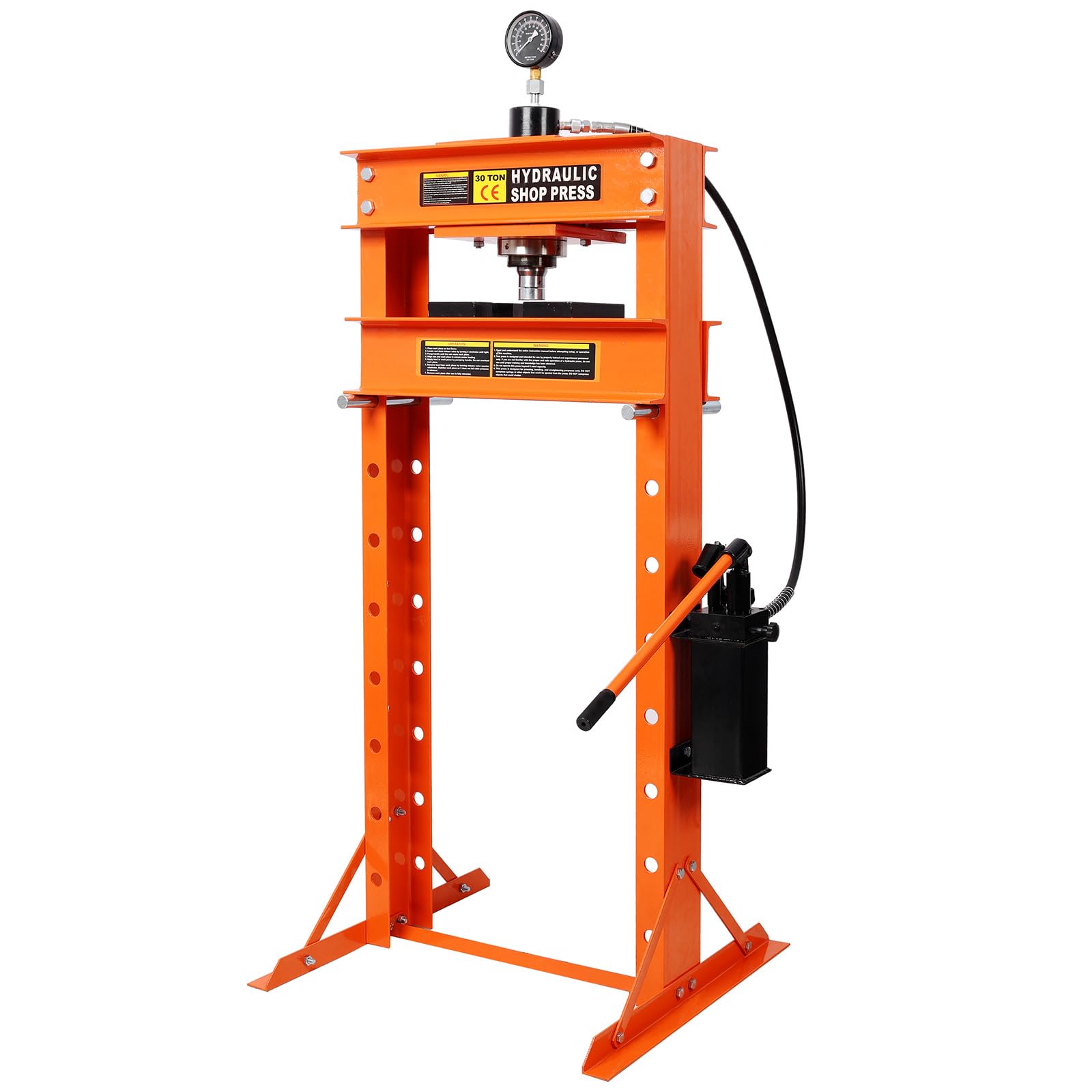 30 Ton Shop Press, Heavy Duty Hydraulic Press wth Press Plates, H-Frame Hydraulic Shop Presses for Garage Car Repair Mechanical Workshops, Adjustable Hight, Floor-Standing (Orange + 30 Ton)