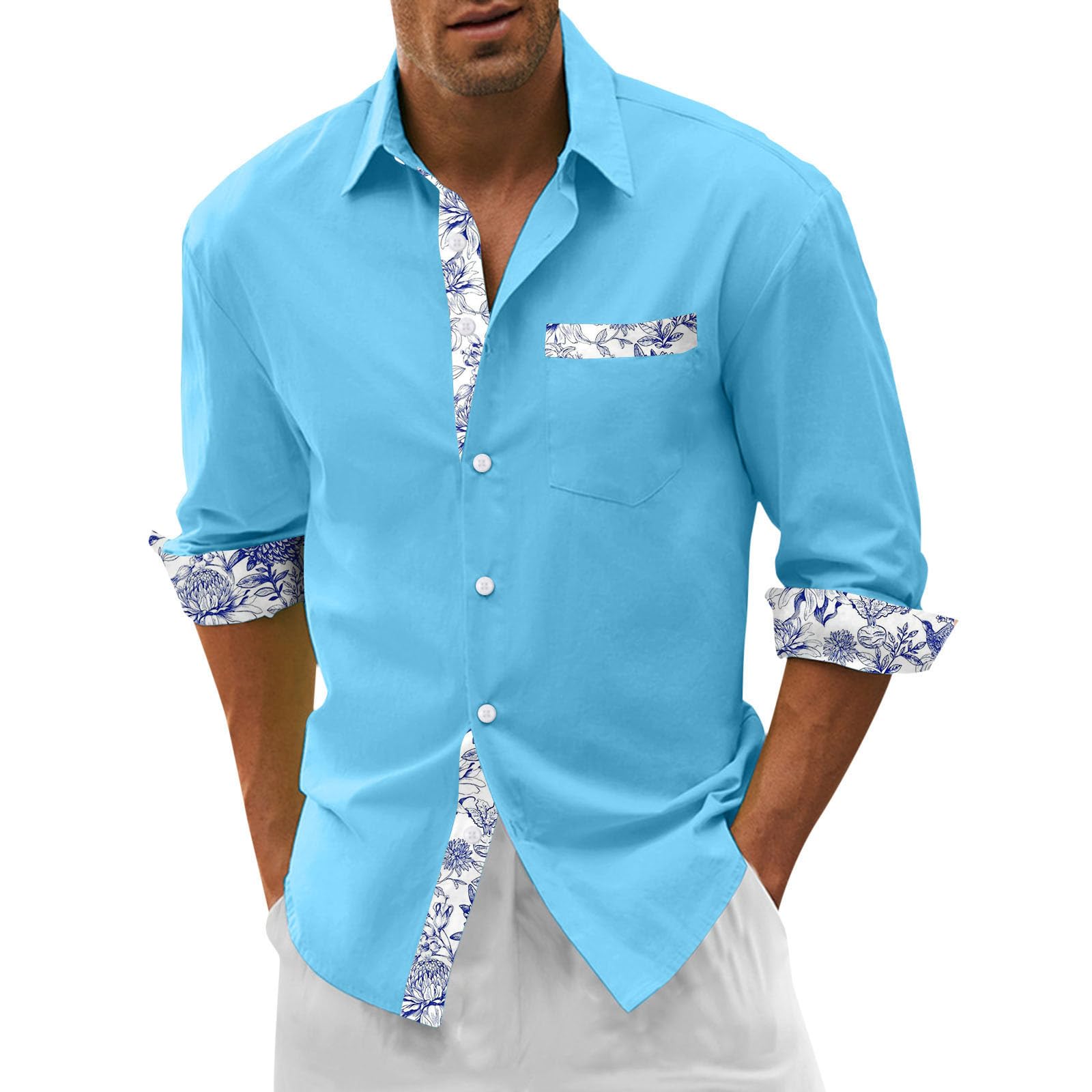 Herren Hemd Langarm, Hemden für Herren Hemdjacke Einfarbig Herrenhemd Regular Fit Beach Urlaub Herrenhemden Langarm Große Größen Freizeithemd Outdoor Musselin Business Hemd ​​zu Cocktail-Partys
