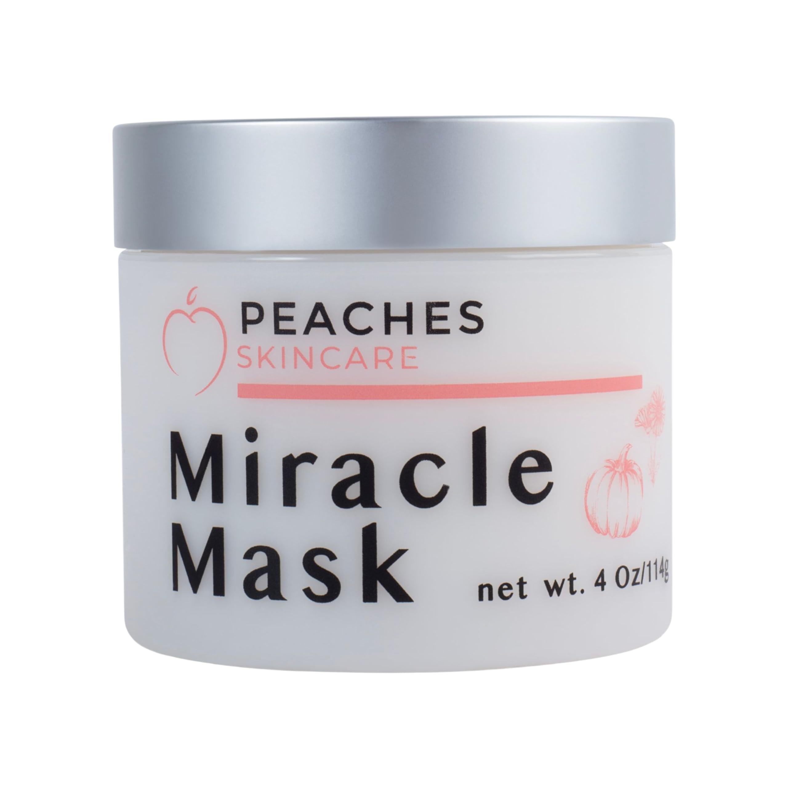 Peaches Skin Care Miracle Mask – Hydrating Face Mask with Beeswax, Avocado Oil and Pumpkin Enzymes – Exfoliating Formula for Smoother-Looking Skin –