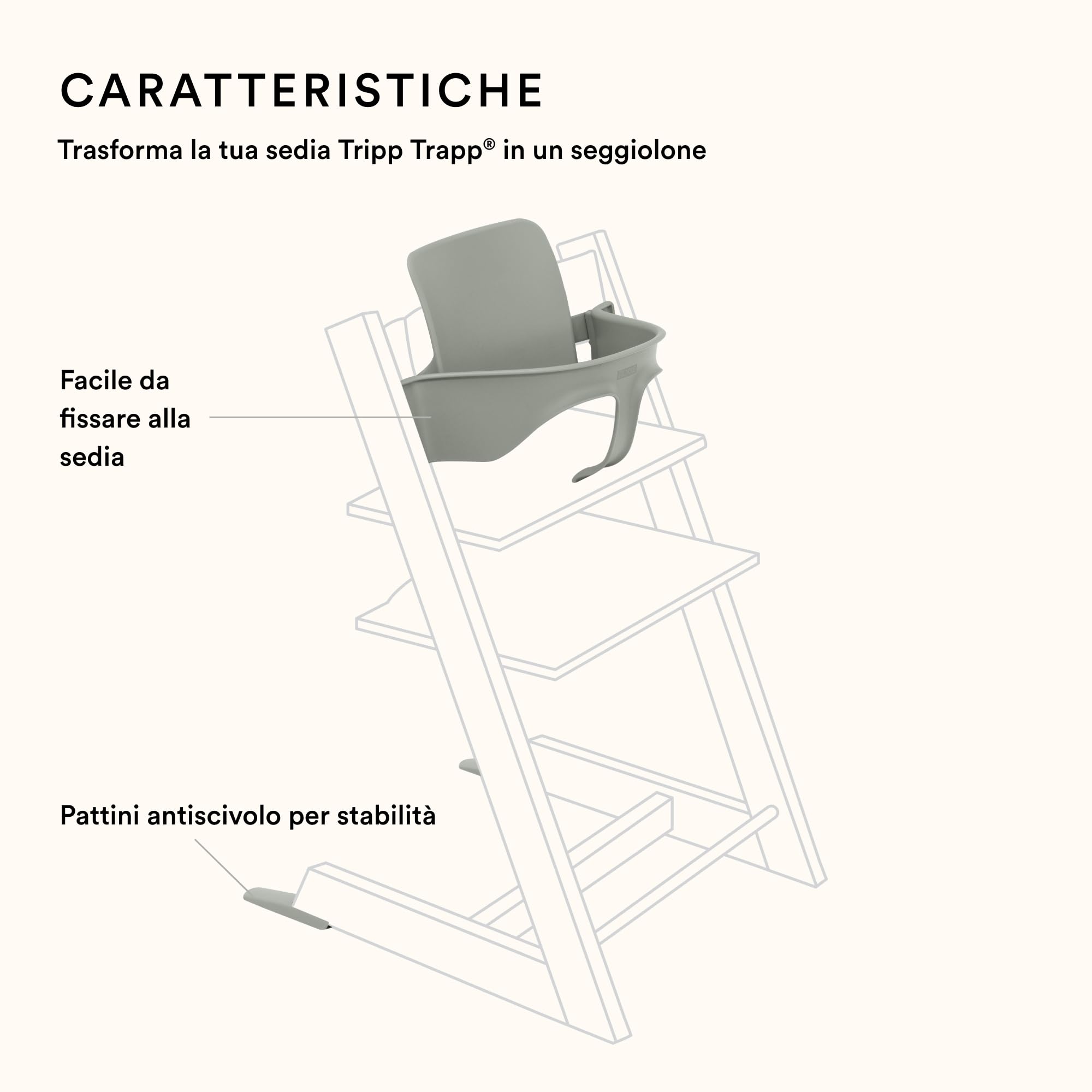 Baby Set Tripp Trapp Stokke, Verde Ghiacciaio - Trasforma la sedia Tripp Trapp in seggiolone - Seduta rimovibile per 6-36 mesi (compatibile con i modelli Tripp Trapp rilasciati dopo maggio 2006)