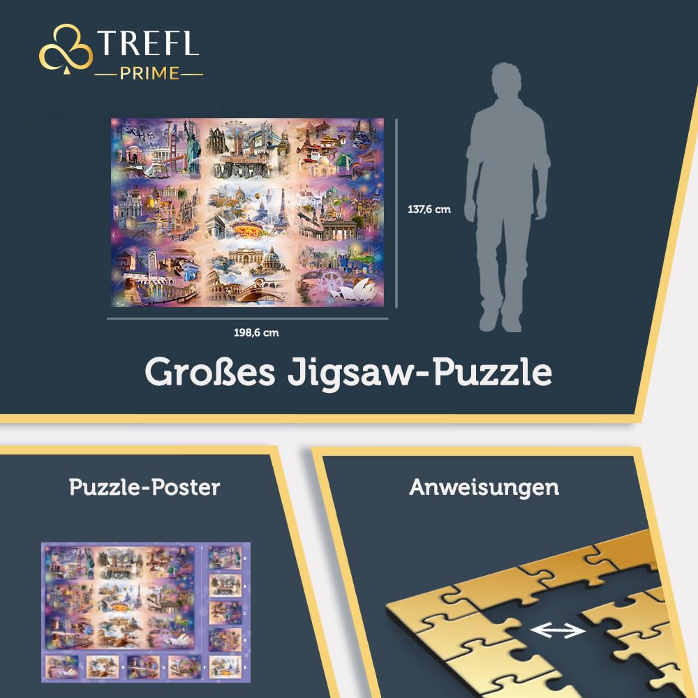 Trefl Prime - Puzzle UFT: Cities Beyond the Clouds - 13500-13500 Teile, Großes Puzzle mit Berühmten Denkmalen, Collage, Dickster Karton, Bio, EKO, Unterhaltung für Erwachsene und Kinder ab 12 Jahren