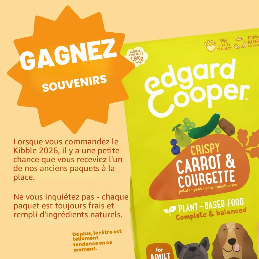 Edgard & Cooper Nourriture à base de plantes pour chiens adultes – Carotte et courgette, 7 kg – Fabriquée avec délicieusement Ella, protéines végétaliennes, ingrédients naturels et sans OGM, meilleure