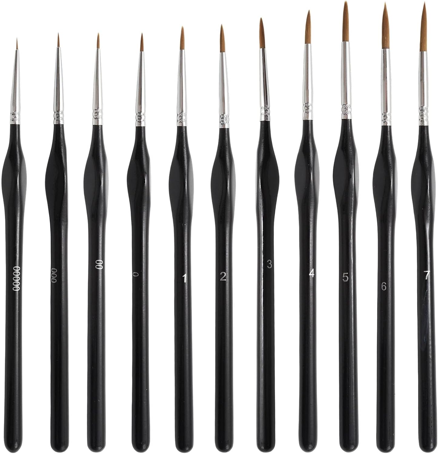 11 Pcs Black Miniature Detail Paint Brushes Set with Wood Handle, Miniature Paint Brushes for Watercolor, Oil, Craft, Acrylic Painting, Paint by Numbers Kit for Adults