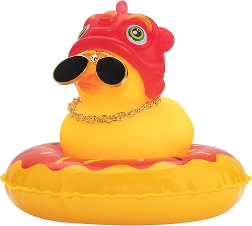 wonuu Decoraciones de tablero de goma para salpicadero, gorra de visera, accesorios de coche de pato para adorno de automóvil con mini sombrero,