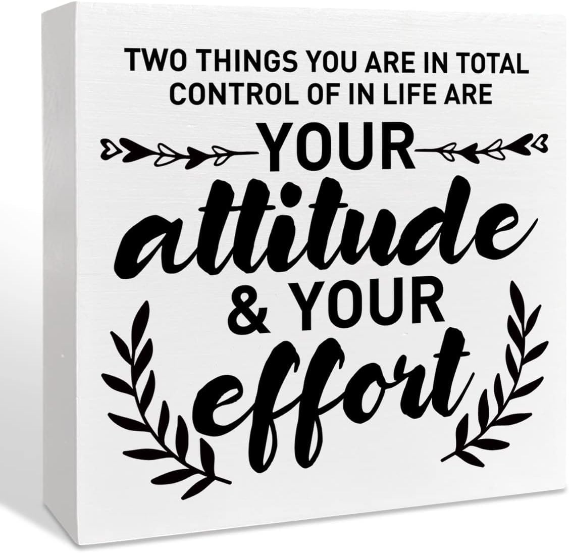 Inspirational Box Sign 5x5 Inch Attitude and Effort Desk Decor