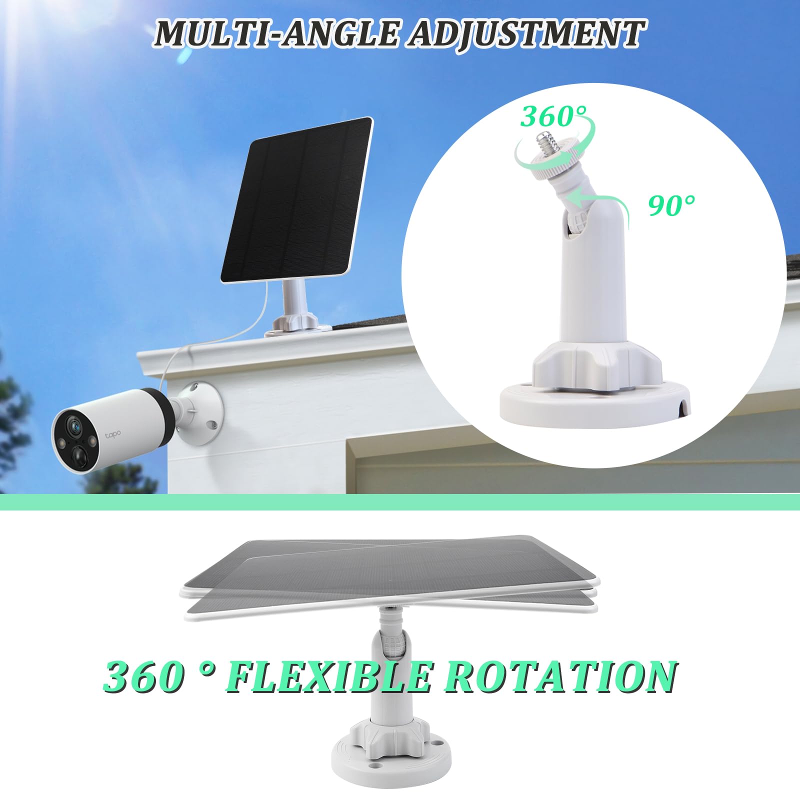 AFAIK Pannello solare Modulo solare per batteria Ring Camera 5V 5W con Ring Spotlight Cam/Pro/Plus & Stick Up Cam/Pro con spina a botte 4m Cavo di ricarica IP65 Impermeabile Caricabatterie solare per