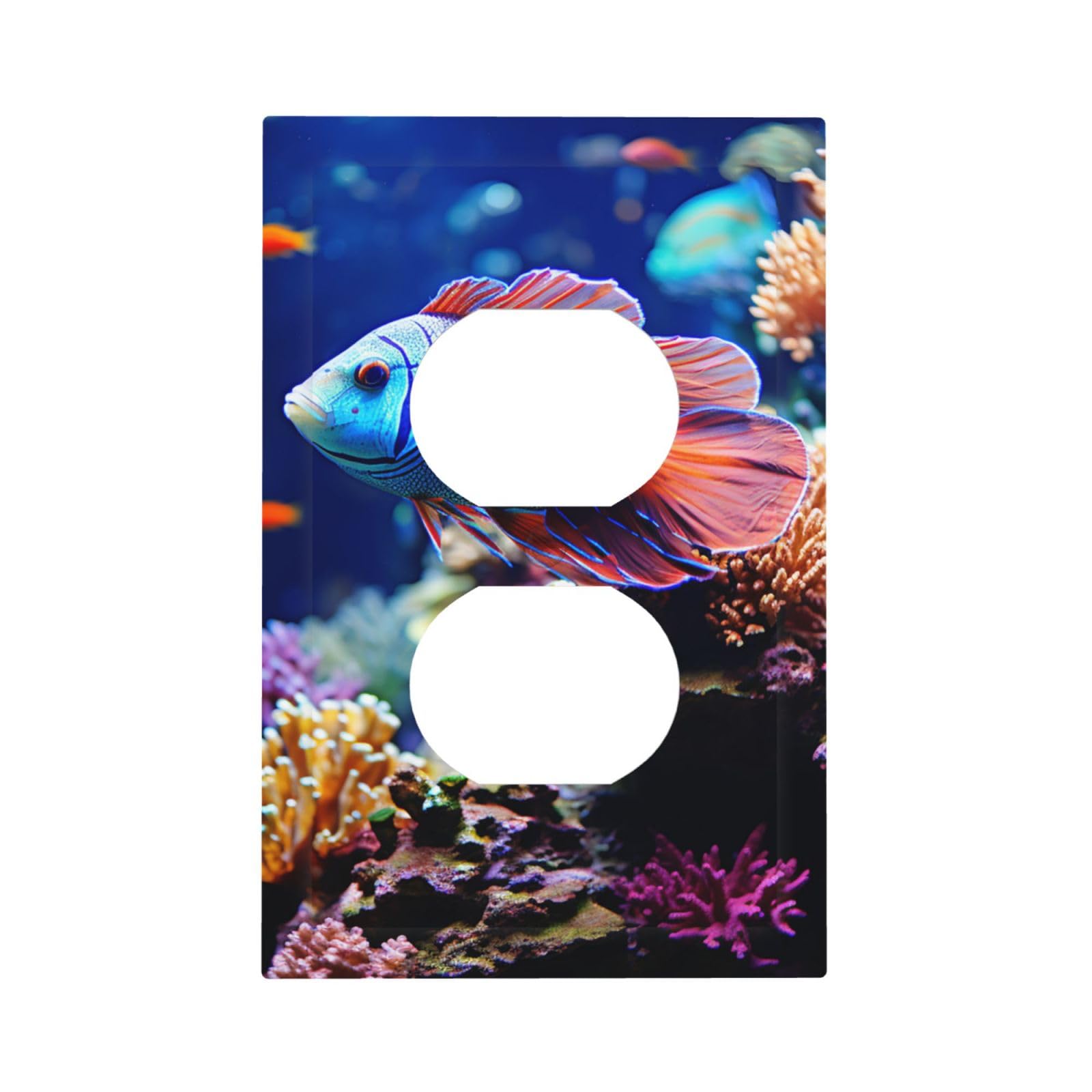 Decorator Wall Plate 1 Gang Light Switch Covers Coral Reef Fish Aquarium Wallplate Single Toggle Switch Plate Mid Size 5" x 3" Electrical Outlet Covers Decorative Wall Switch Plate Cover Decor