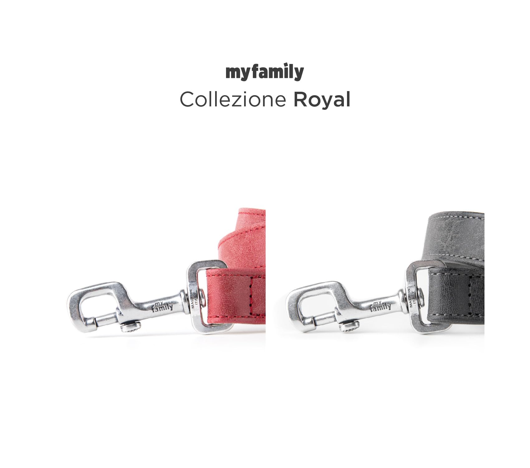 MyFamily Guinzaglio per Cane in Fibra Sintetica Ricamata Made in Italy, Edizione Limitata, Finiture Metalliche in Argento Antico, Pratico e Confortevole, Fatto a Mano, Collezione Royal