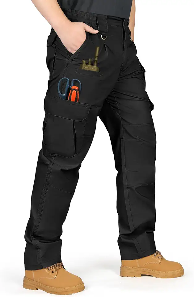 IGOLUMON Men's Stretch Tactical Pants, Breathable Ripstop Cargo Pants, Outdoor Lightweight EDC Work Hiking Pants