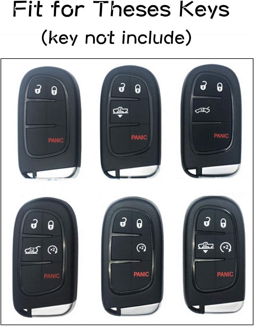 BTSMONE Silicone 5 Buttons Smart Key Fob Remote Cover Case Keyless Entry Protector Bag for Jeep Grand Cherokee Dodge Challenger Charger Dart Durango Journey Chrysler 300 BlackRed