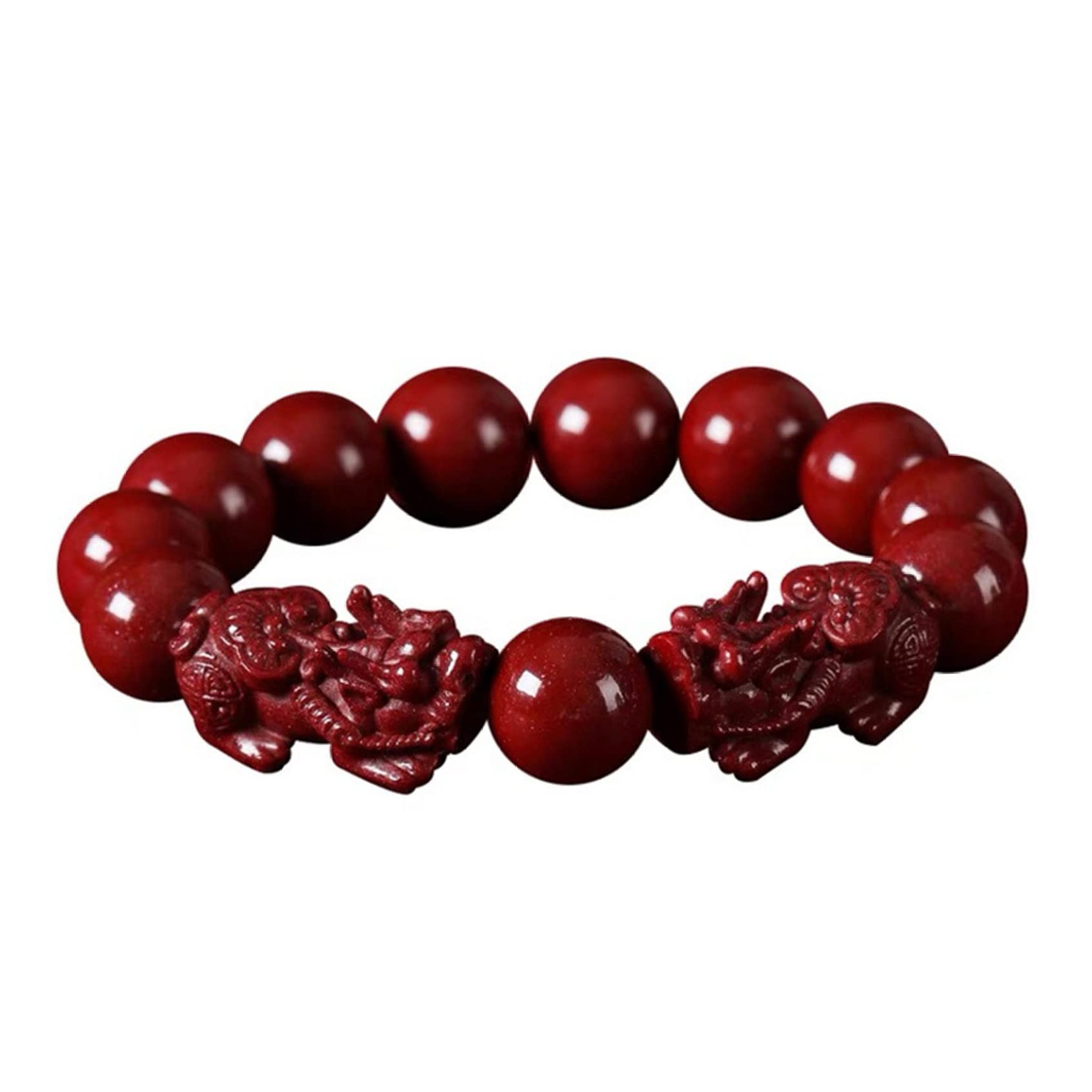 Feng Shui Bracelet Good Luck Bracelet Feng Shui Cinnabar for Luck Wealth Elasticity Taliman 0.47 inch...