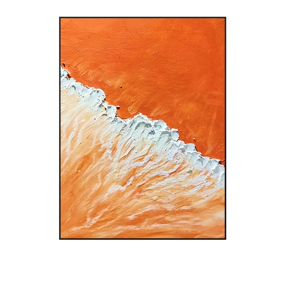 Pinturas Al Pintura Al Óleo Pintado A Mano,Blanco Textura Gruesa Olas De Playa Naranja Arte Abstracto Pinturas De Arte Moderno Pinturas Al Óleo Pintadas A Mano sobre Lienzo Arte De Pared para Sala