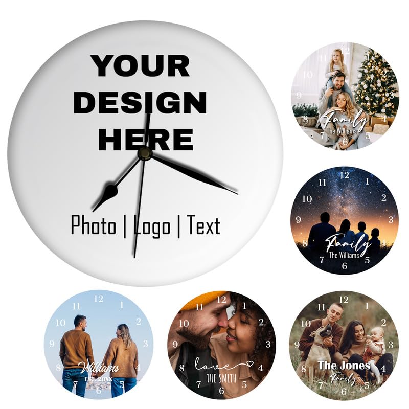 Custom Photo Wall Clock, Personalized Picture Clock with Your Photo - Customizable Battery-Operated Clock - Unique Personalized Clocks for Home Decor