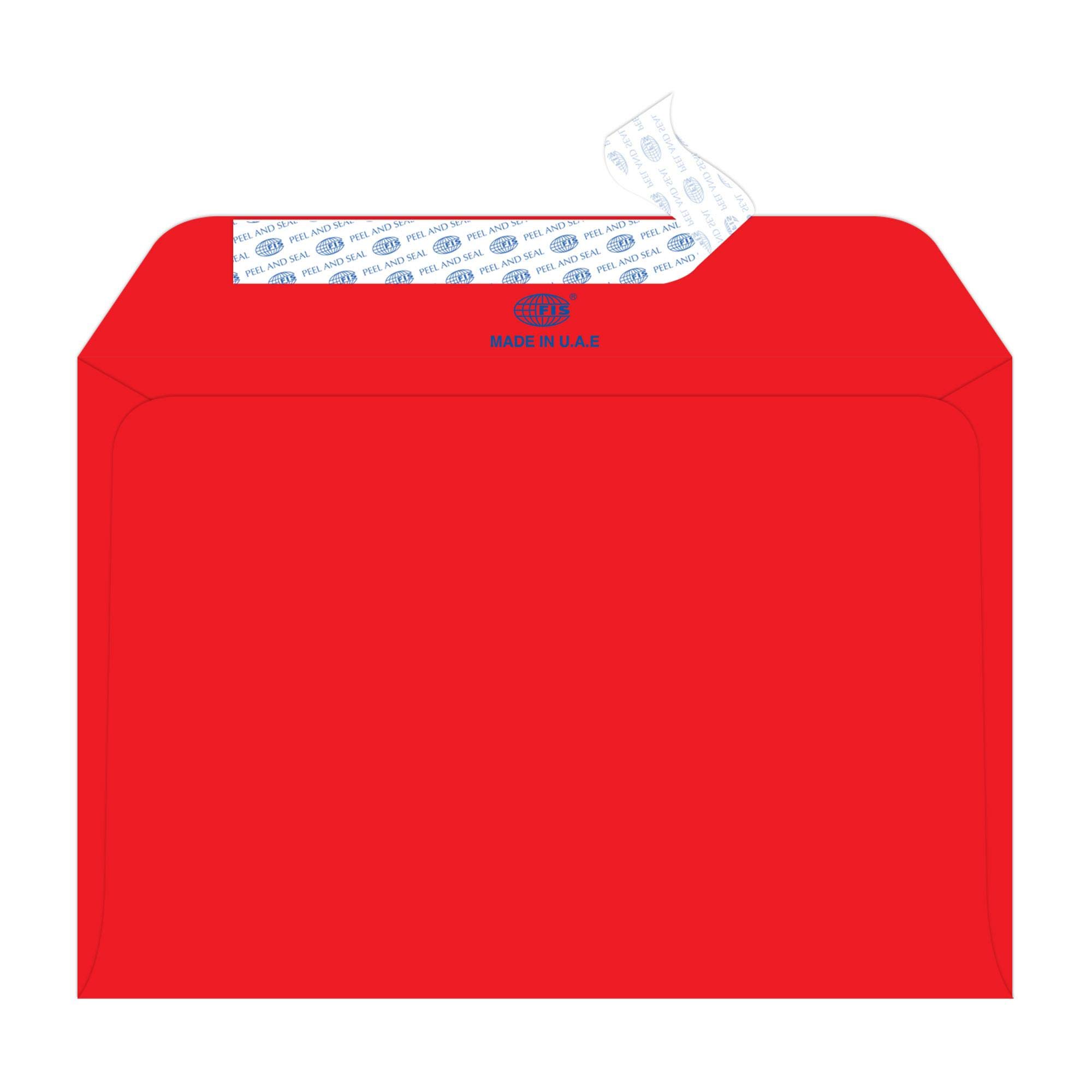 FIS Color Envelopes, Peel & Seal, Bright Red Colors, Pack of 50 Pieces, C5 (162 x 229 mm), 80 GSM - FSEC8026PBRE50
