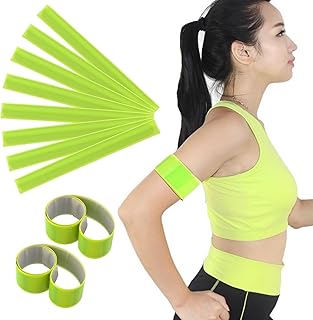 反射バンド 反射シール 夜間蛍光 アームバンド 事故防止 安全对策 ランニング ウオーキング ジョギング 犬の散歩 子供 手 脚 10本 30*3cm グリーン