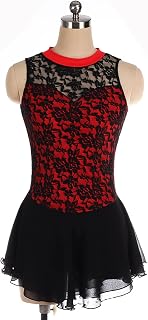 YAHAO Figure Skating Dress Women's Girls' Ice Skating Dress Spandex High Elasticity Competition Skating Wear Handmade Ice Skating Figure Skating,Black-S