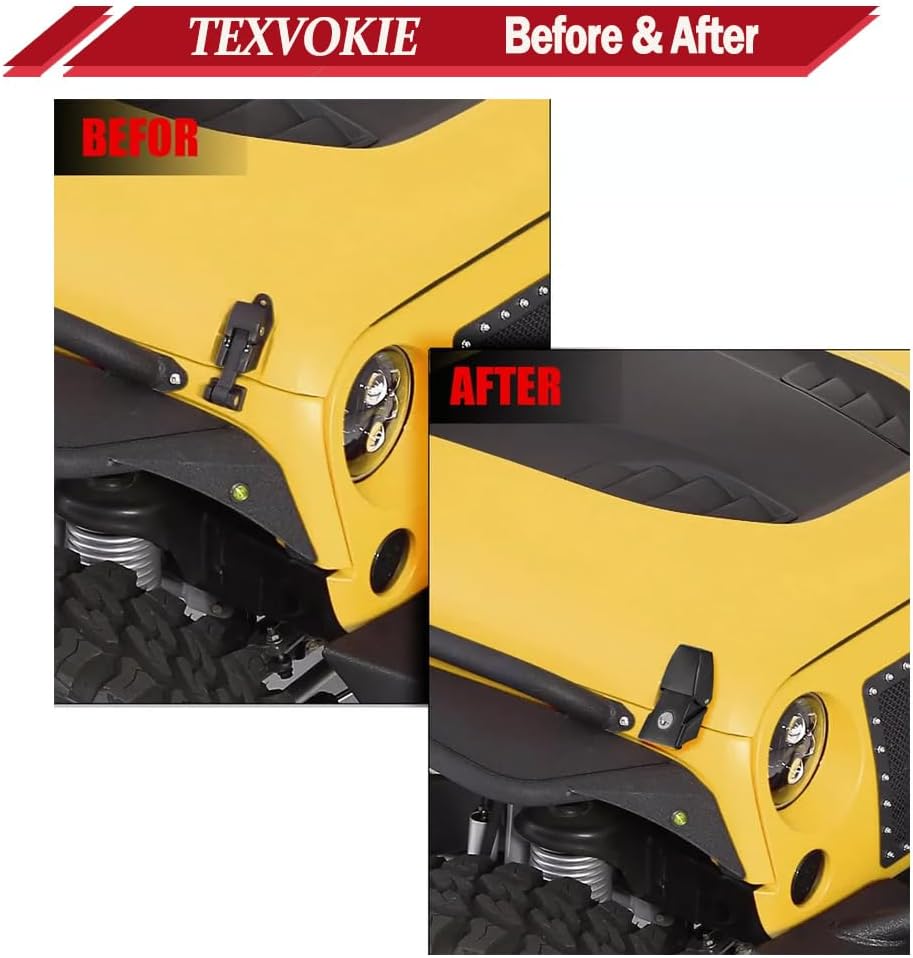 1 Pair Hood Latches Locking Hood Catch Kit Aluminum Alloy Hood Locks,Fit for Jeep Wrangler 2007-2018 JK JKU, 2018-2023 JL JLU & 2020-2023 Gladiator JT, Skull Style