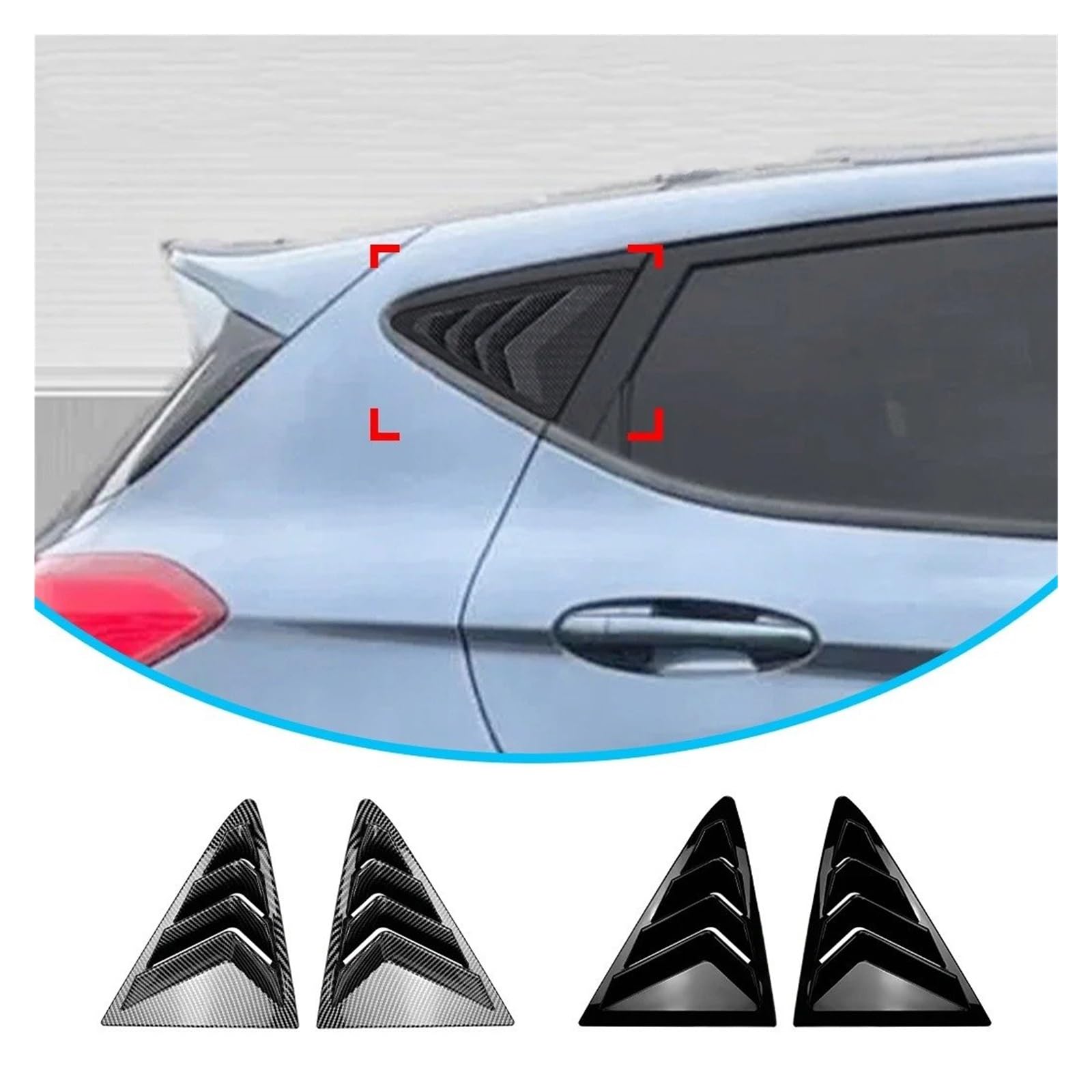 Spoiler Auto Per Ford Per Fiesta MK8 2018 2019 2020 2021+ Copertura Per Persiana Per Finestrino Posteriore, Bocchetta Laterale, Accessori Per Auto Spoiler Posteriore(Gloss Black)