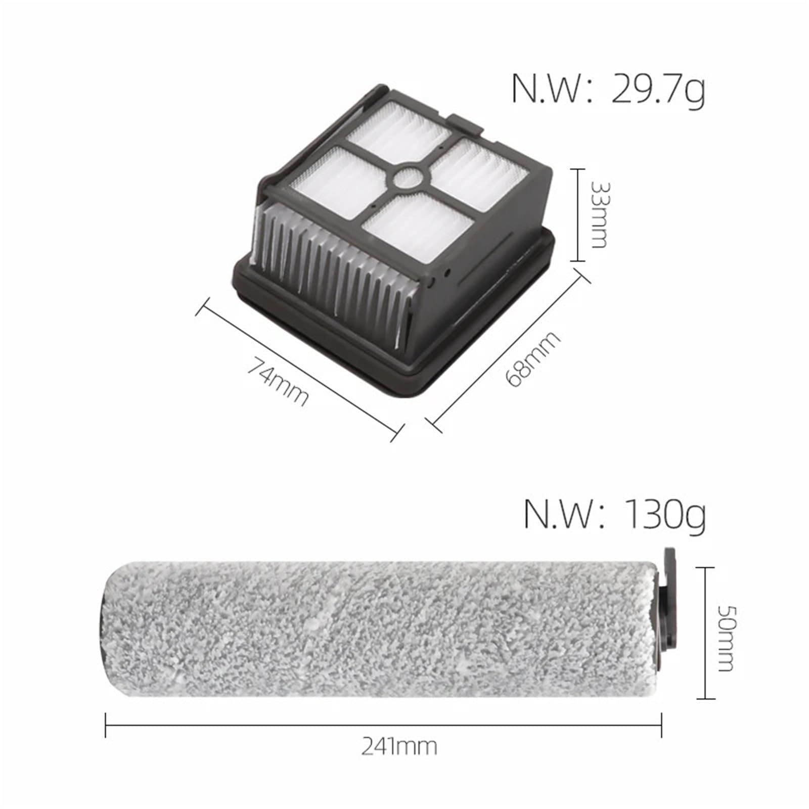 Haupt-Soft-Rollenbürsten-Filter-Set, Kompatibel Mit Dreame, H11 Kabellosen Elektrischen Bodenstaubsaugern, Ersatzteilen(12pcs set)