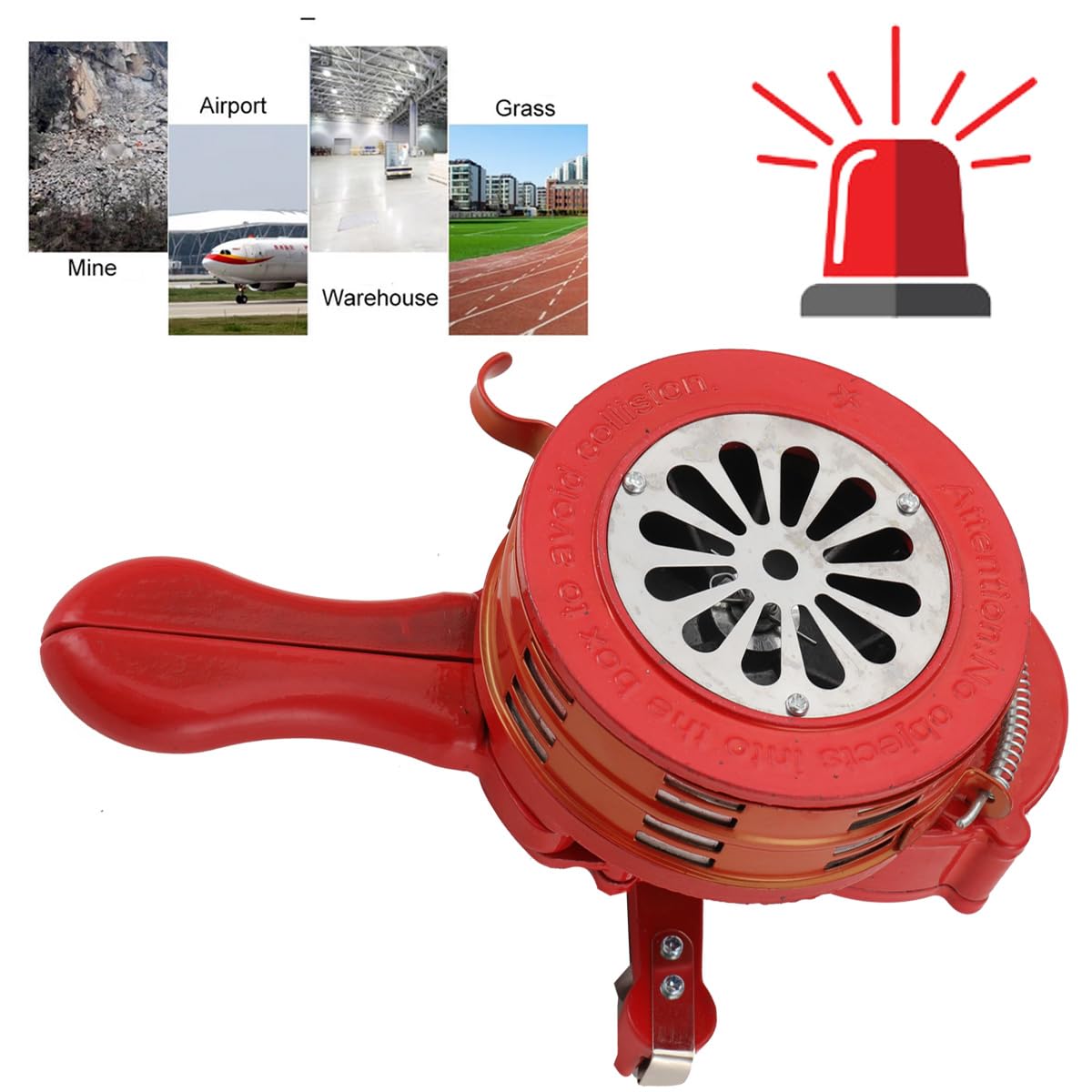 Handsirene Manuell Sirene Alarmsirene Hand Kurbel Sirene Air Horn Sirens Megaphon Tragbarer Betriebenes Sirenen für Feueralarm den Heim Professionellen Einsatz sowie Luftverteidigung Rot 110dB