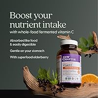 Vista 3 de New Chapter Vitamina C + saúco con vitamina C fermentada, hierbas integrales + protección de colágeno, 60 unidades (paquete de 1)