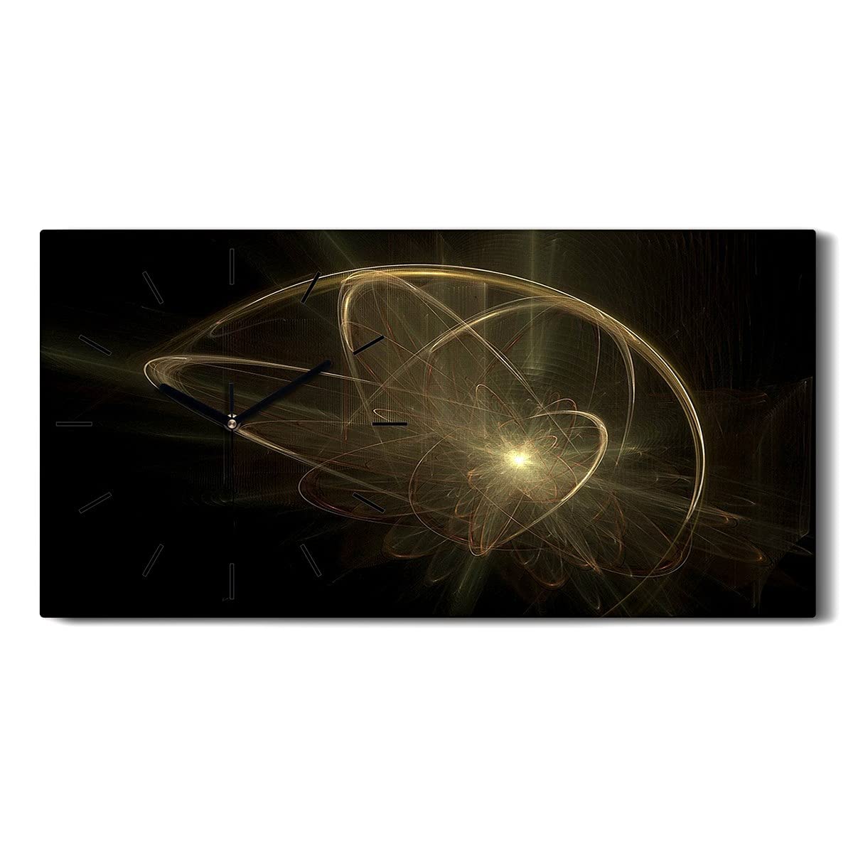 Horloge sur toile 60x30cm art fractal numérique avec aiguilles noires