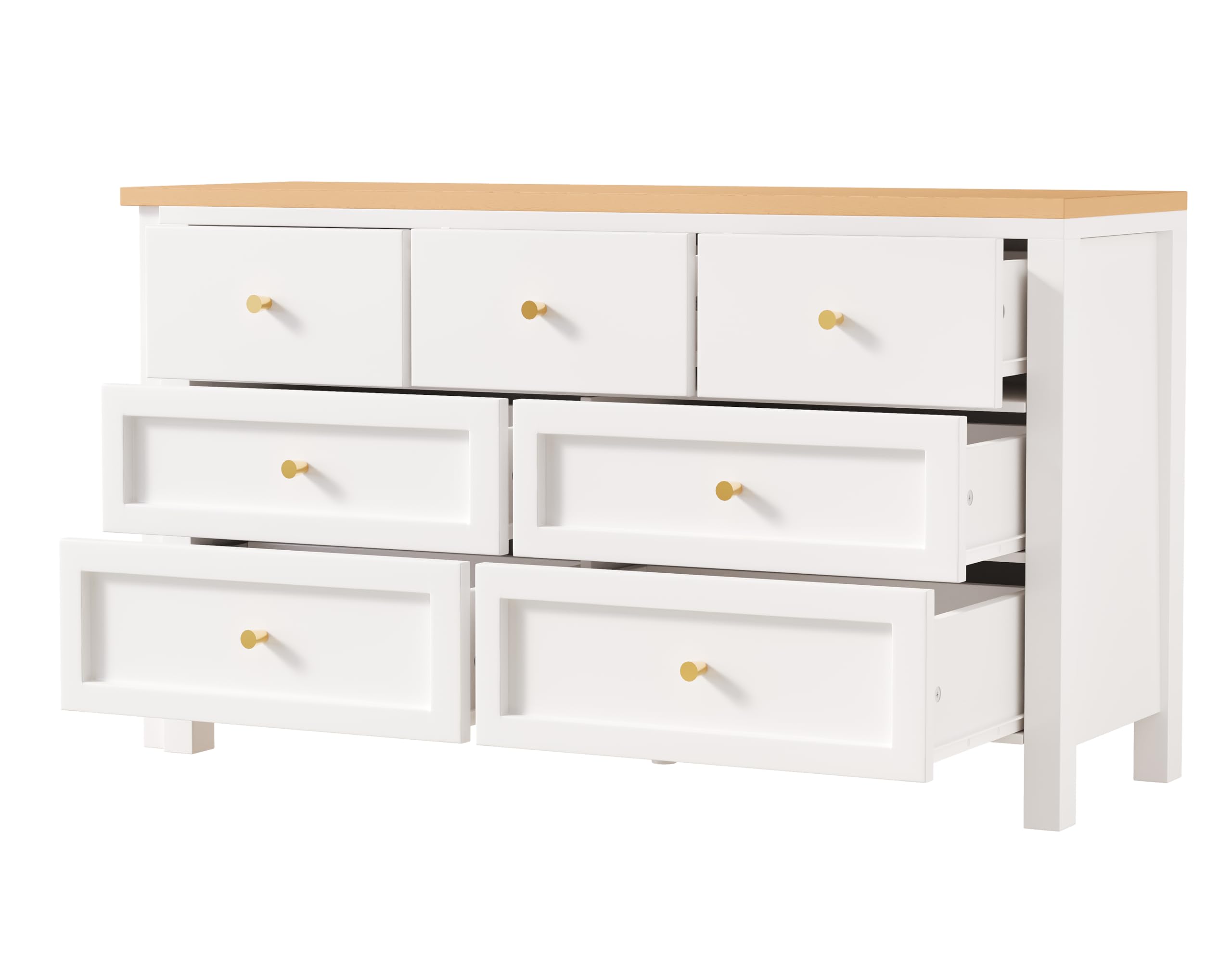 Scrivania con 7 cassetti, 2 in 1, piano girevole e credenza, effetto rovere, piano girevole a 360°, bianco/naturale, scrivania da toeletta, scrivania angolare a forma di L