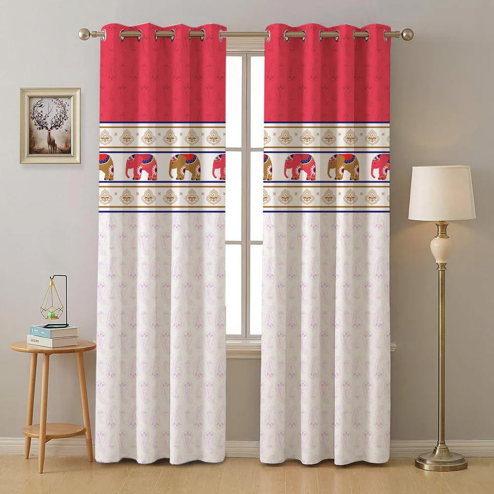 Urban Space 100% Cotton Curtains for Long Door, 60-65% Room Darkening, Set of 2 Decorative Cotton Curtains with Stainless Steel Rings (Moroccan Gold, Long Door- 9feet x 4 feet) (B08W8DLH27) Amazon Price History, Amazon Price Tracker