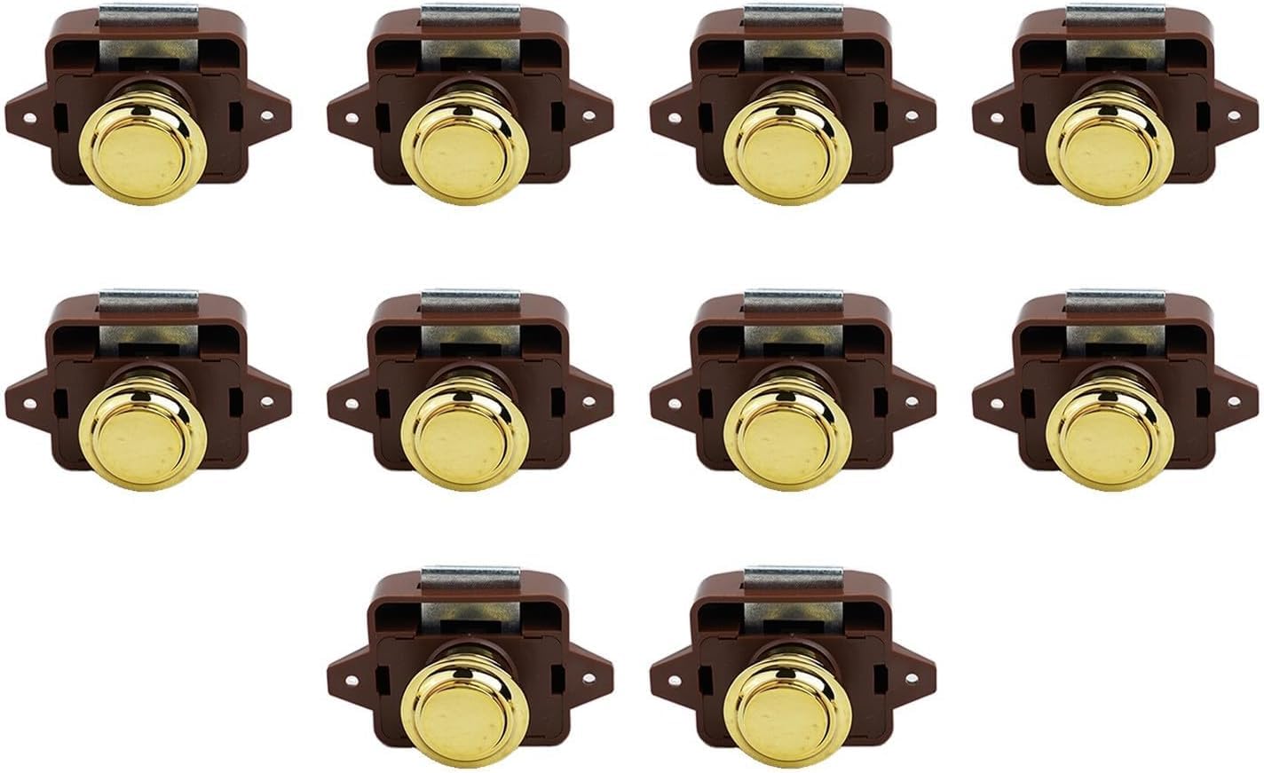 Loquets à bouton-poussoir marron doré au design robuste et durable