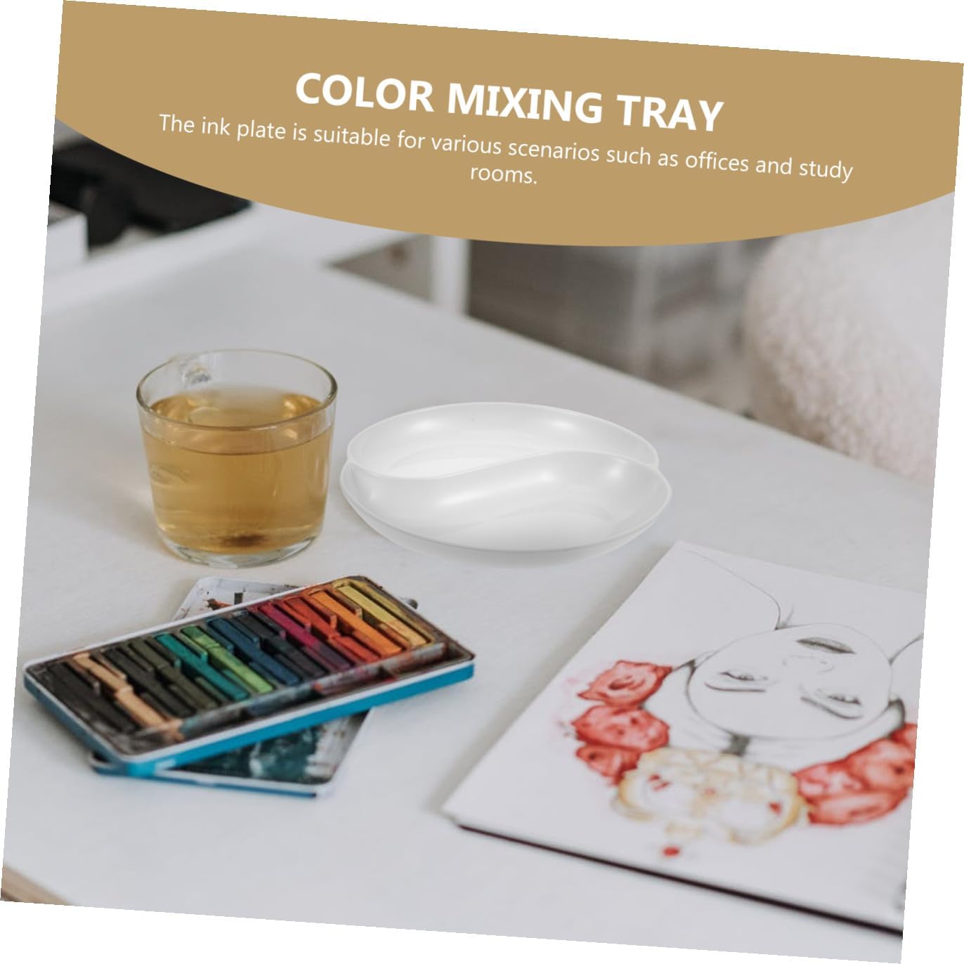 2pcs Shape Paint Trays for Mixing Pigments Easy to Clean Mixer Plates for Art and Calligraphy Lightweight Design for Convenient Use and Storage