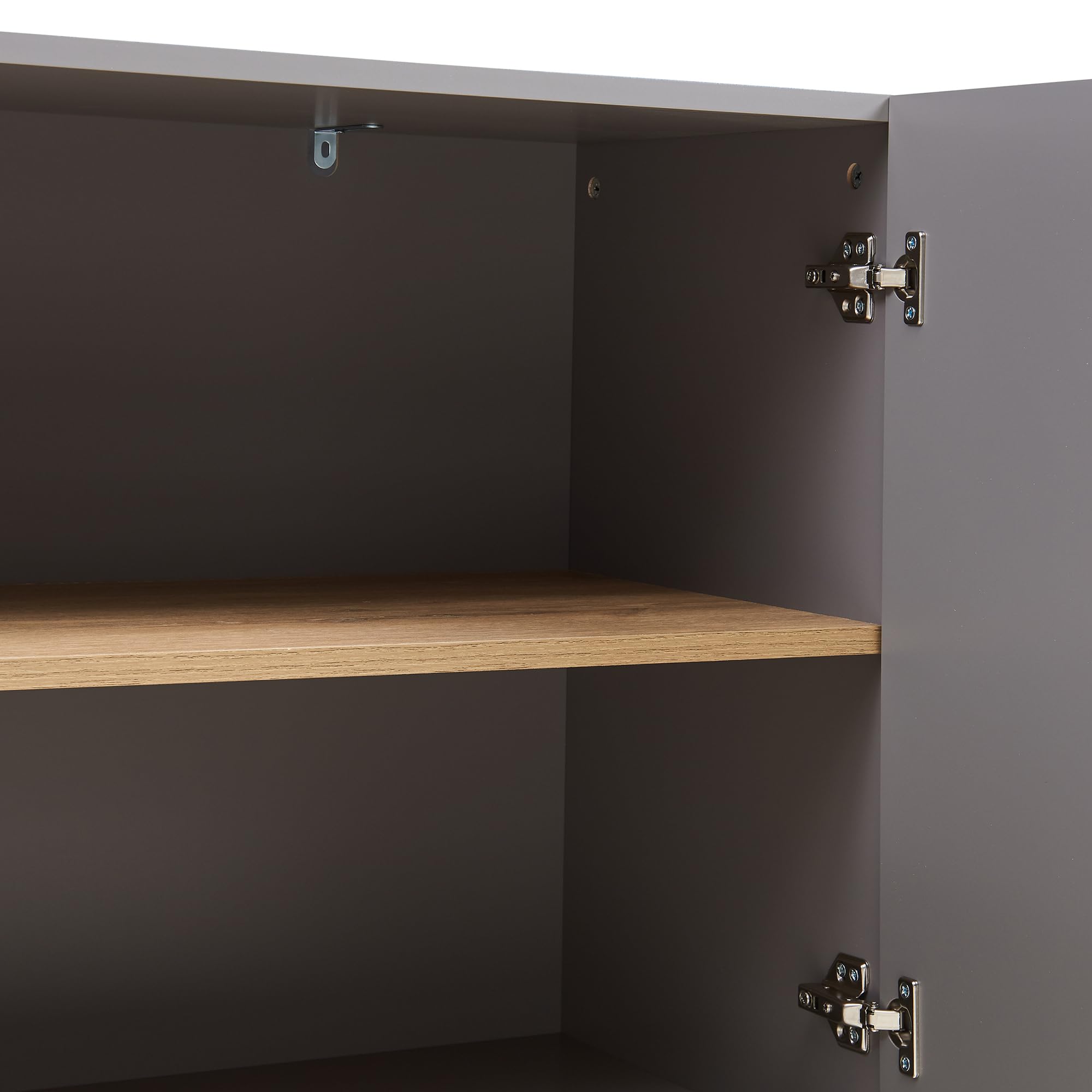 [en.casa] Credenza Bassa con 3 Ante Decorative Madia Moderna Mobile Contenitore per Cucina Soggiorno Sala Pranzo 75 x 115 x 38 cm Grigio