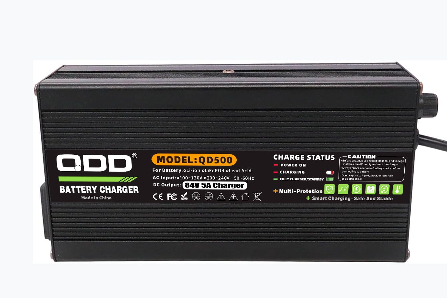 QDD Cargador de batería de litio para motocicleta eléctrica, 84 V, 5 A, 72 V 20S, cargador rápido universal para motocicleta eléctrica, con conector Anderson